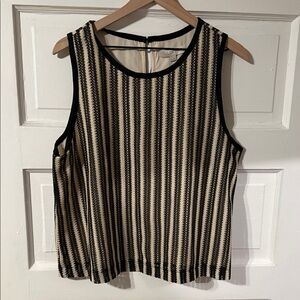 LOFT Black and Cream Striped Tank Top